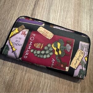 Vintage Silk Nicole Miller Wine/Vineyard Print Wallet